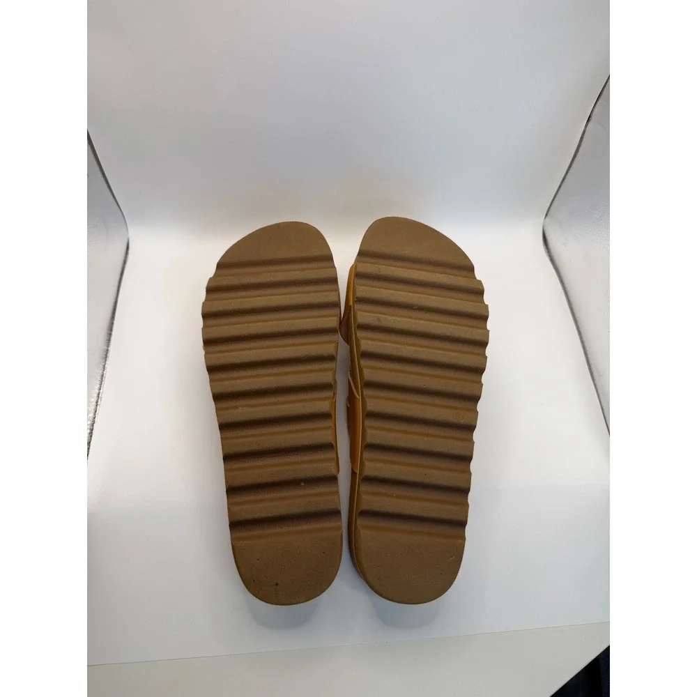 Reef Vista Hi Tan Vegan Leather Platform Sandals Cork Footbed Slides Women 9